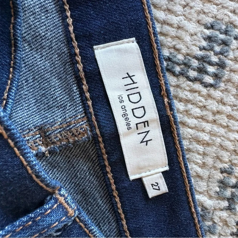 High-Rise Dark Blue Wide-Leg Jeans for Women - Picture 2 of 2